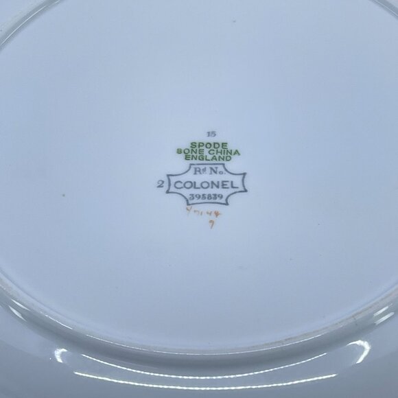 vintage spode colonel gray bone china dinner plates set of 4 floral gold trim - Picture 6 of 6